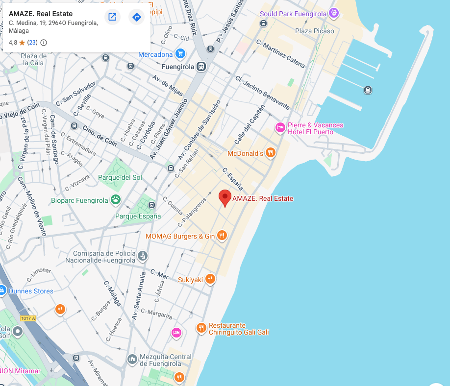 Location of AMAZE Real Estate at C. Medina 19, Fuengirola, Málaga